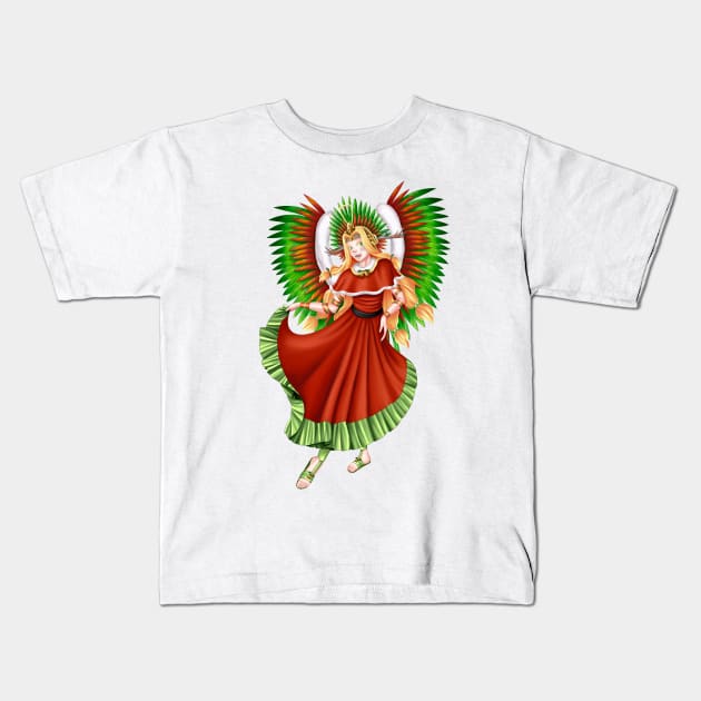 Christmas Quetzalcoatl Dress Kids T-Shirt by Antonydraws